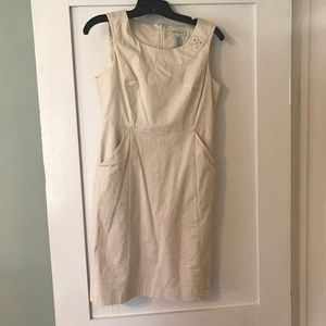 Banana Republic Ivory Sheath Dress with Buttons